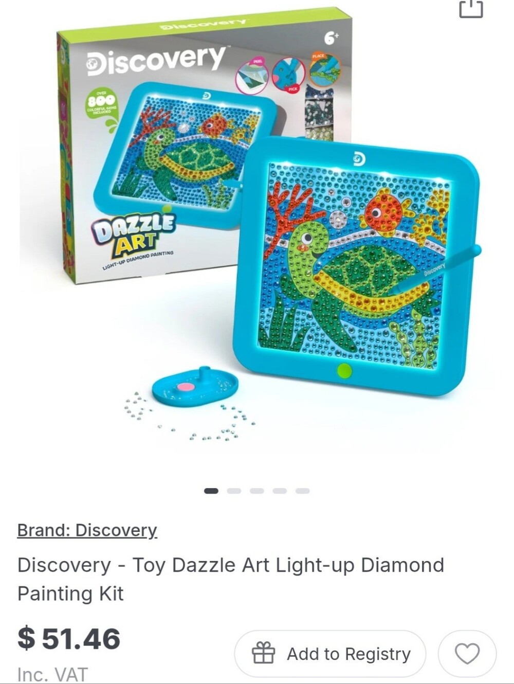 Discovery Dazzle Art Light-Up Diamond Painting Kit - Blue, Green, Yellow -nwot